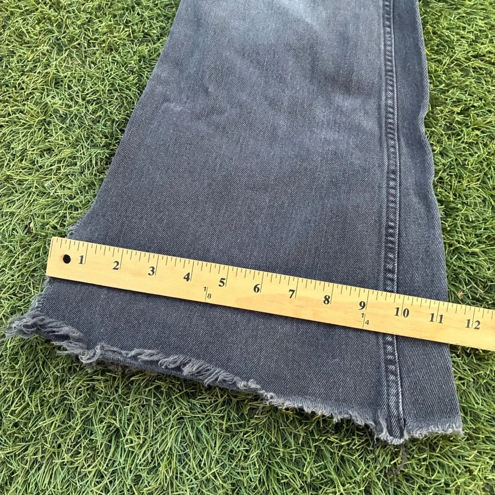 Free People We The Free 28x30 Black Flare Jeans Raw Hem Faded Denim Y2K Emo Goth